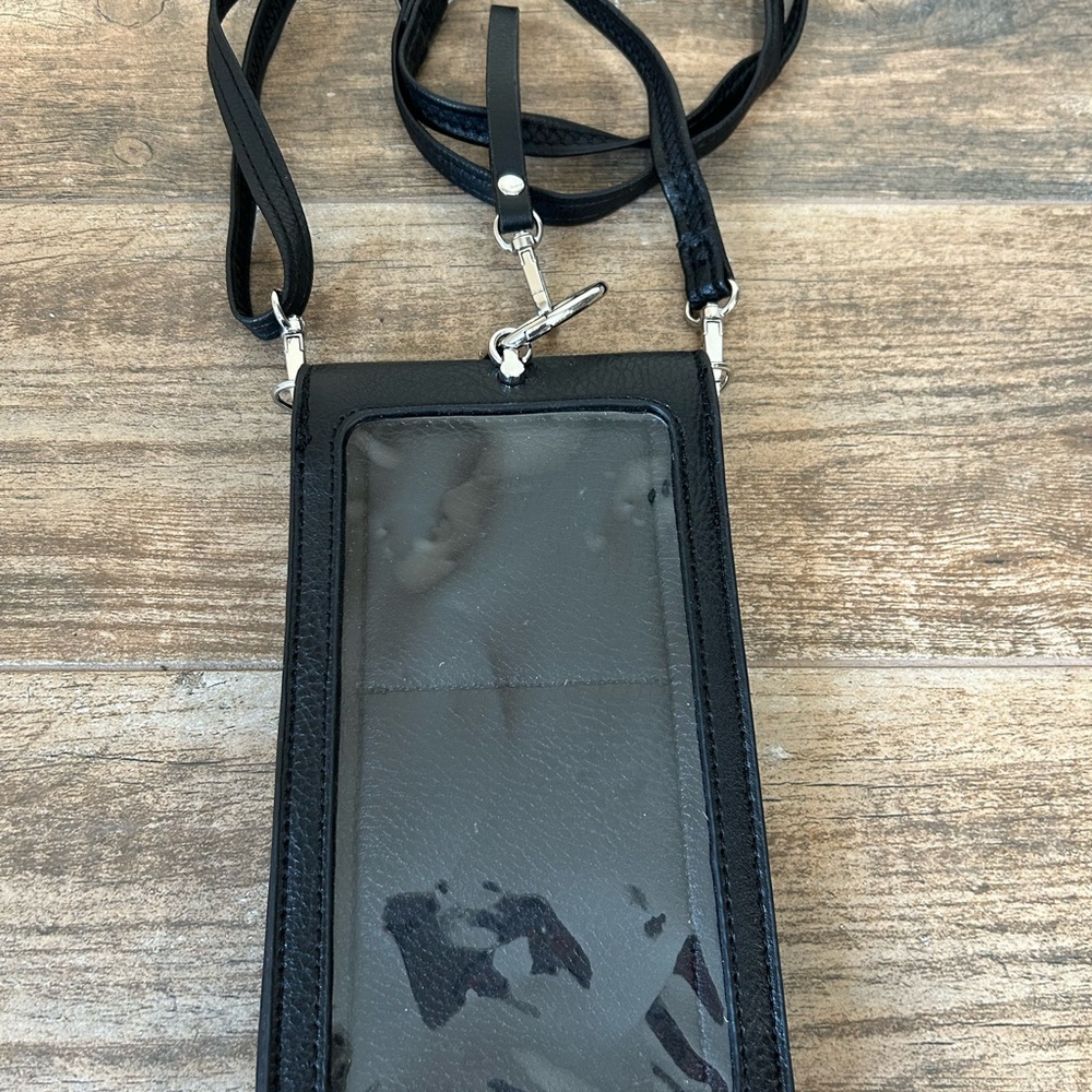 Save the Girls Black Leather Crossbody Touch Screen Phone Bag Day trip Travel - Picture 4 of 6